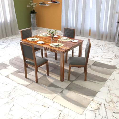 Image of DRIFTINGWOOD Izabel Dining Table 4 Seater | Four Seater Dinning Table with 4 Chairs for Home | Rosewood, Honey Finish, Self Assembly(DIY)