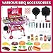 Kids Kitchen Toy Set, Kids BBQ Grill Playset with Smoke Sound Light, 2-Layer Barbecue Toy with Wheel, Simulation Cooking Interactive Toys, Kid Kitchen Playset, Christmas Birthday Gift for Boys Girls