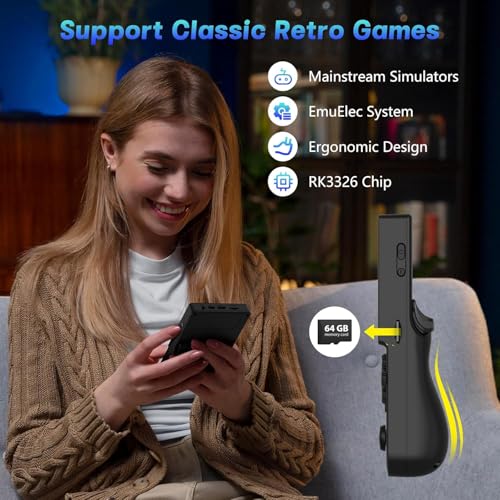 Image of R36T Retro Handheld Game Console, Portable Retro Gaming Console with 3.5 inch CRT-Inspired Screen, 3500mAh Arcade Classics, Supports Multiple Mainstream Emulators, WiFi Network Battling, 64GB (Black)