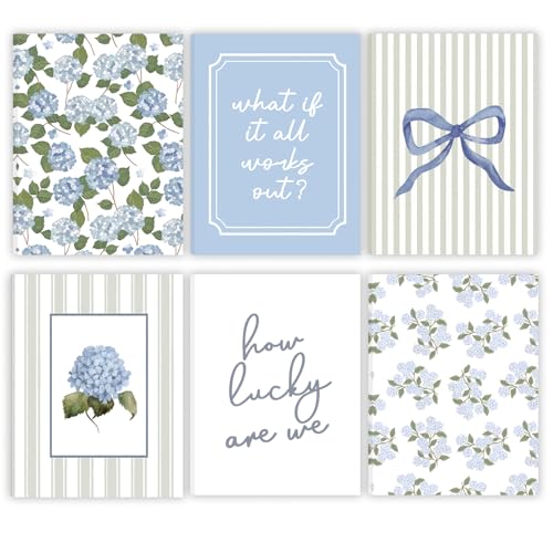 6 Pcs Blue Hydrangea Bow Canvas Wall Art How Lucky