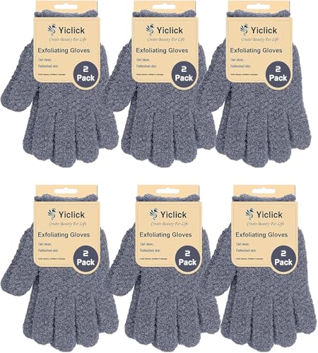 Yiclick 12Pcs Heavy Exfoliating Shower Gloves