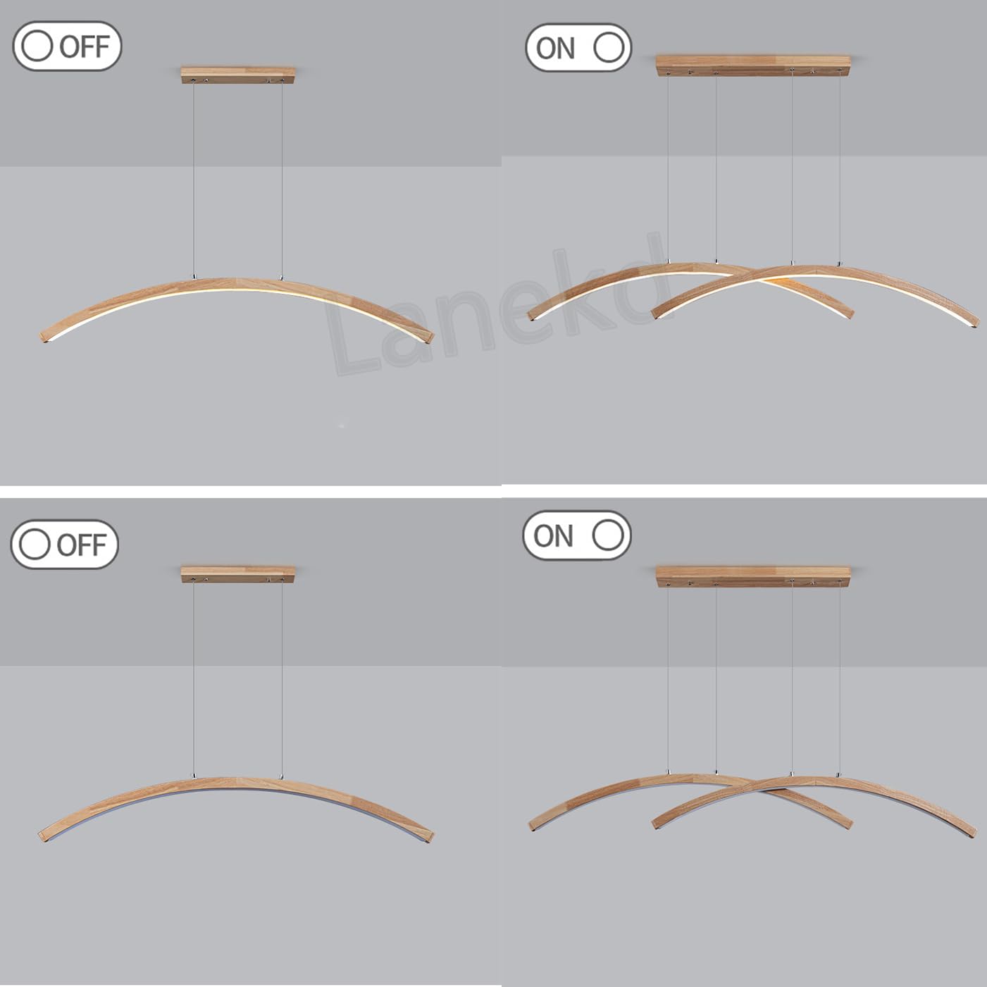 Esstischlampe Esszimmerlampe Holz Hängend Lampen, LED Pendelleuchte Dimmbar Modern Linear Hängelampe Höhenverstellbar Hängeleuchte für Esstisch Küche Wohnzimmer Büro Deko mit Fernbedienung Deckenlampe