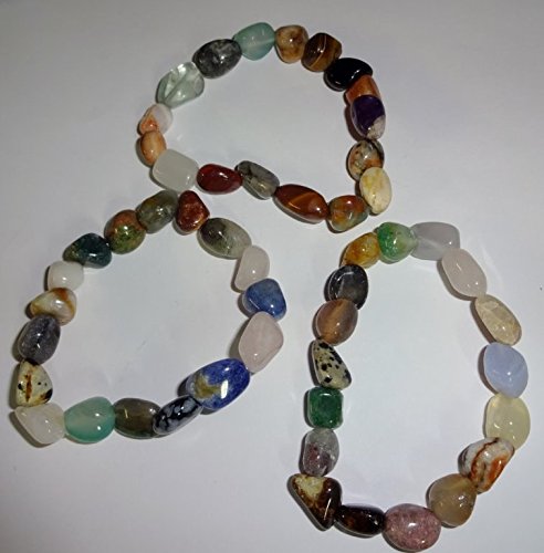 Sublime Gifts Mixed Gemstone Tumbled Crystal Healing Gemstone Beaded Stretch Bracelet #TOP3