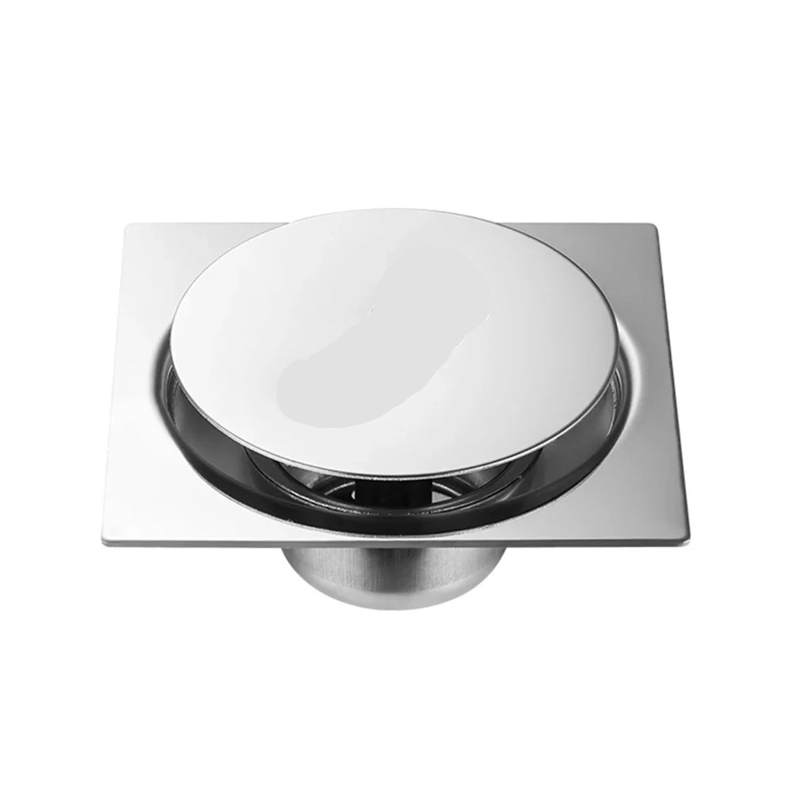 Floor Drain Shower Stainless Steel Hotel Easy Clean Bathroom Bouncing Durable Waste Cover Floor Drain Deodorant Silver Pedal Type Square for Hair Waste Bathroom(10x10cm)