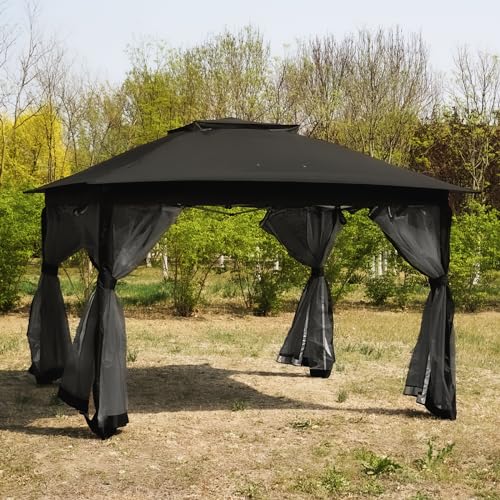 Moskitonetz für Pavillon 3x3 Mobili Rebecca Banyan 240x1200 cm Polyester Schwarz Montage