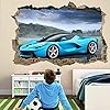 Muurstickers Blauwe auto 3D Wall Art Sticker sticker voor kinderen slaapkamer Decor