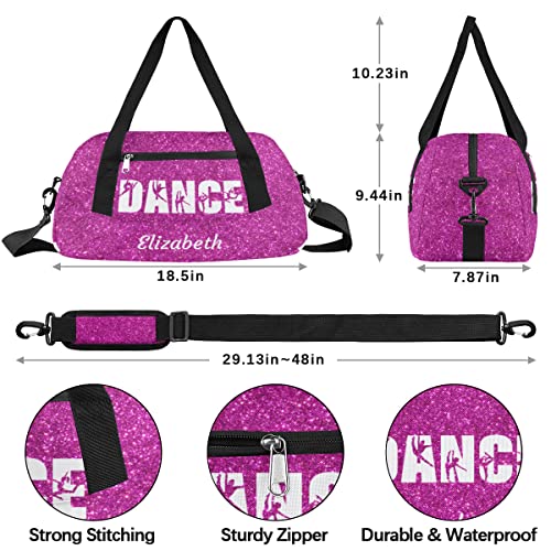 Personalized Kids Gym Bag, Custom Sport Duffel Bag, Dance Bag Weekender Bags Travel Duffel Bag for Boy & Girl Dance Glitter Purple4