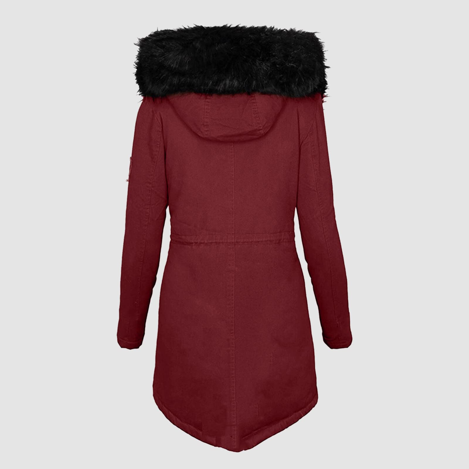 Générique Giacca lunga da donna, con cappuccio, piumino da donna, invernale