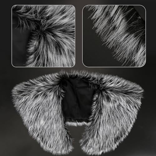 Capaneus Viking Kunstfell Kragen, Wikinger Fell Schal, Mittelalter Umhang Pelz Herren, Wikinger Kostüm Accessoire für Halloween Karneval Cosplay Thema Party