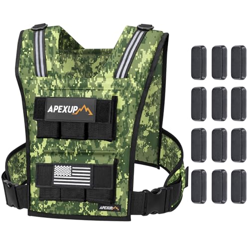 Image of APEXUP Adjustable Weighted Vest Men 20lbs /30lbs /40lbs Weights with Reflective Stripe, Weight Vest Woman Workout Vest for Strength Training Running Walking