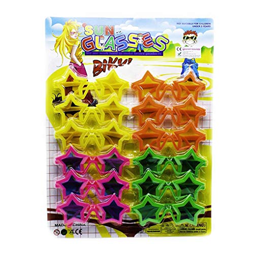 The Glowhouse Pack of 12 Kids Star Shaped Neon Party Glasses Birthday Party Children's Size Photo Booth Prop