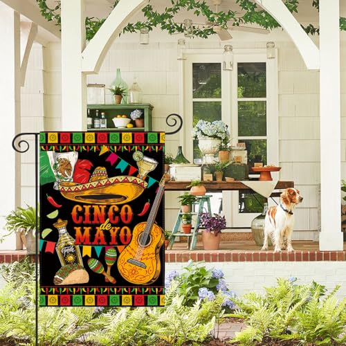 Drapeau de jardin Cinco de Mayo double face 30,5x45,7 cm résistant aux intempéries - 3