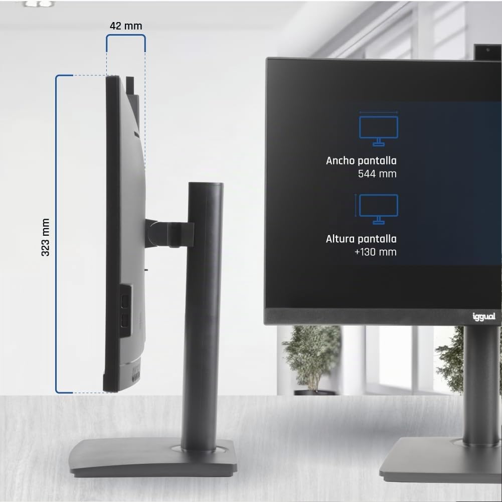 iggual Monitor 23.8” IPS Full HD - Pivotante,Giro 90º + Inclinación y Rotación, Altura Ajustable, 1 ms - Webcam Retráctil 3 Mpx Ideal Videoconferencias- Color 90% sRGB - USB/HDMI/VGA- (ML24WC)