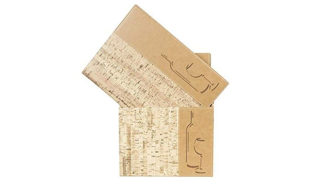 SECURIT Design Kork Optik A4 Menukarte (x10) Plus Box, inkl. 1 dopplete Einlage für Menüs (für 4 Seiten A4)