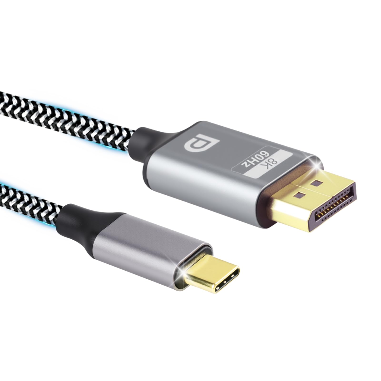 Cable USB C a DisplayPort 8K @60Hz 1,8M Tipo C para Thunderbolt 3/4 a DP1.4 Cable HDR VRR 26Gbps para iPhone 15/16 Pro Max MacBook iPad Pro Air M2 Mac mini M4 Surface Pro Pro