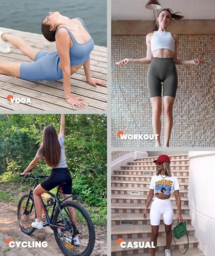 TNNZEET 7 Pack Biker Shorts for Women - 5''/8''/3'' High Waisted Workout Tummy Control Spandex Gym Shorts for Yoga Athletic