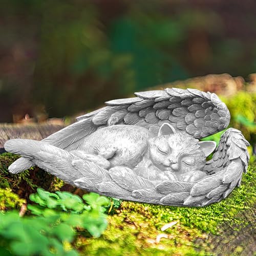 Katze Hund Engel Gartendeko Figuren, Tierstatue Hund Katzenengel Figur...
