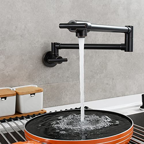 Mitigeur évier cuisine mural eau froide double levier noir