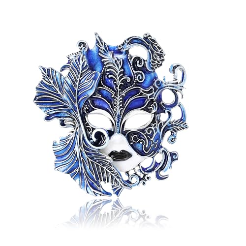 Image of Blue Venice Queue Mask Brooch Pin for Women & Men