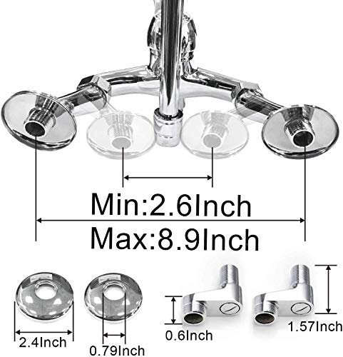 Brushed Nickel Kitchen Sink Faucet Wall Mount 6 Inch Center Kitchen Wall Faucets 360 Degree Swivel Spout Double Cross Handles