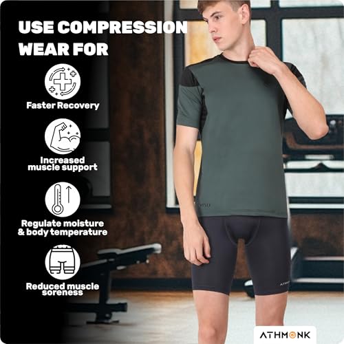 Image of 4-Way Lycra Compression Shorts for Men | Tight Skin Fit, Non Padded | Cycling Running Workout Gym Cricket Football Sports | Tummy Tuck Recovery Muscle Support | Quick Dry Anti-Chafe