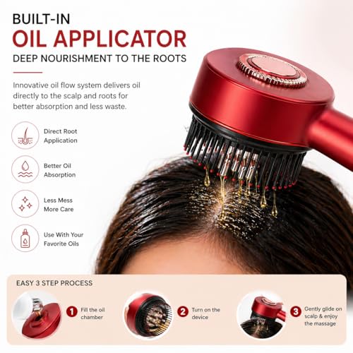 Image of CalmFlex 3-in-1 Scalp Massager Comb | Red Light Therapy | Vibration Massage | Rechargeable