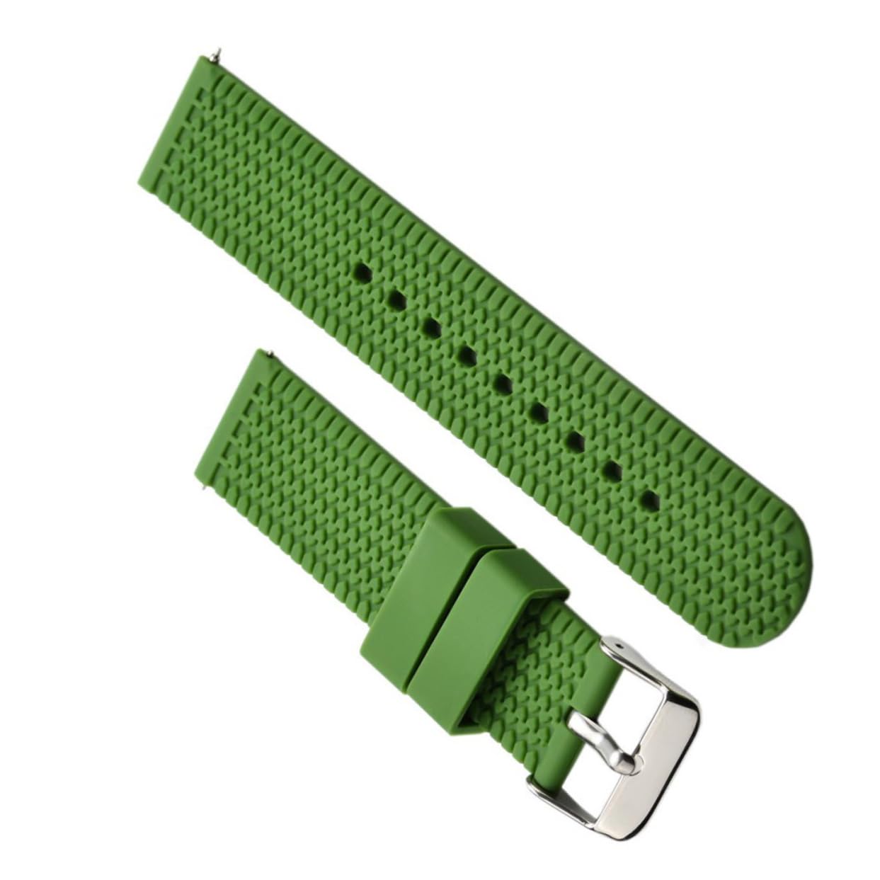WOFASHPURET Silicone Watchband for Sports Comfortable Tire Grain Design Green Replacement Strap for Fitness Watches