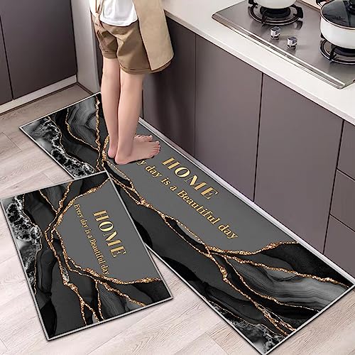 Kitchen Mat Sets Non-slip Durable Kitchen Floor Rug, 2 Pieces Washable Kitchen Mats runner rugs For Kitchen,Laundry,Bedroom (F, 43 x 150 cm (Runner)) - Image 6