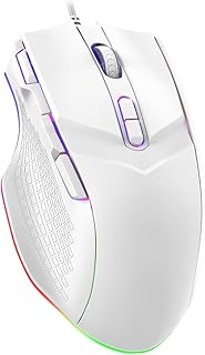 ゲーミングマウス 7200 DPI 有線マウス 8ボタン コンピューターマウス Fireボタン付き Windows XP/Vista/Win 7/Win 8/Win 10/Mac OS対応 (ホワイト)