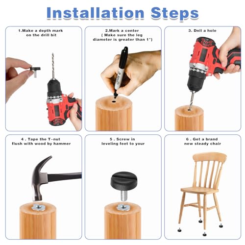 Dslsqd 560841_1_R7WYMZAZ 12 Pack Furniture Leveling Feet Adjustable Furniture Feet Table Legs Heavy Duty Leveling Feet Screw thumb #5