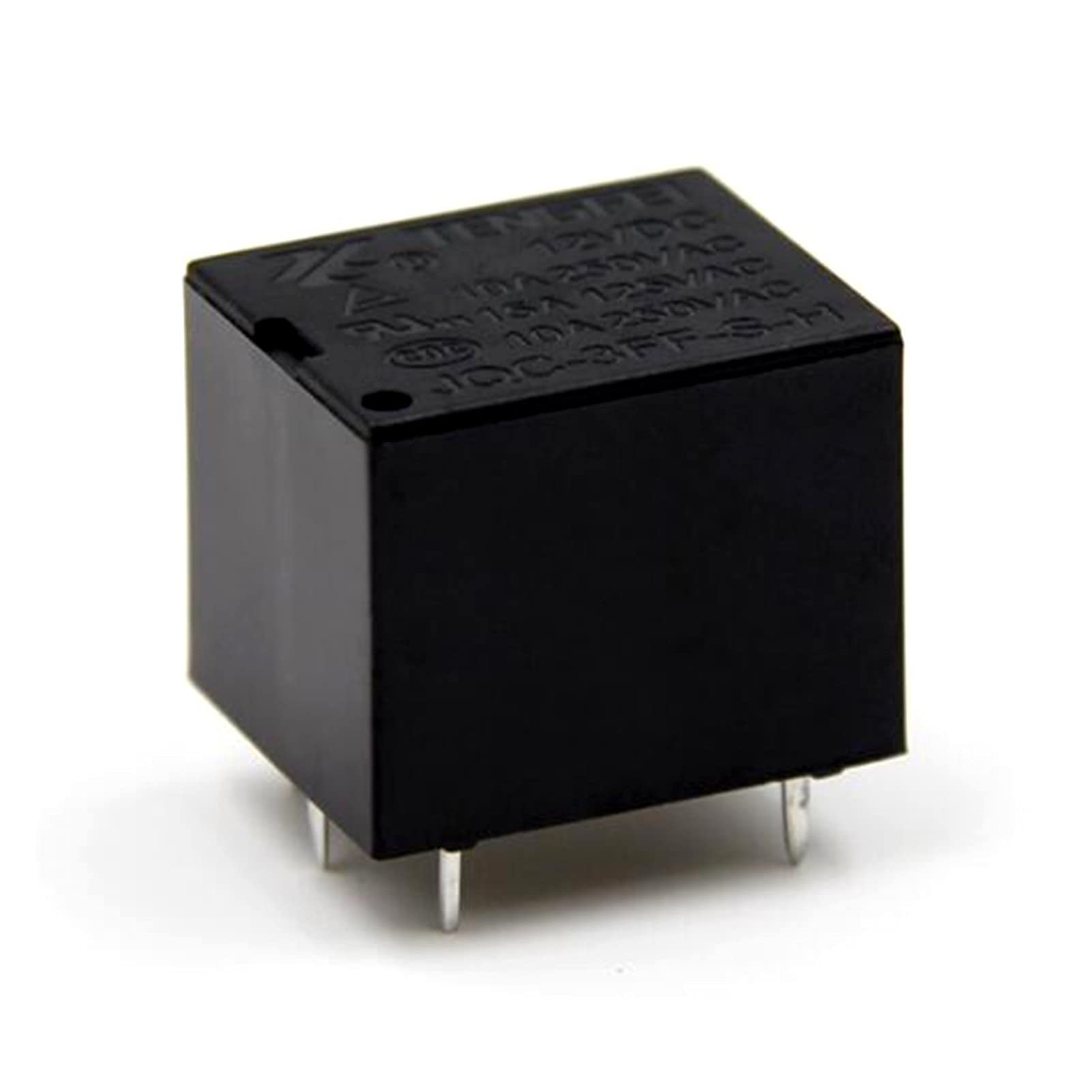 Relé electromagnético 12V normalmente abierto JQC-3FF-SH de 4 pines 10A micro interruptor negro 5