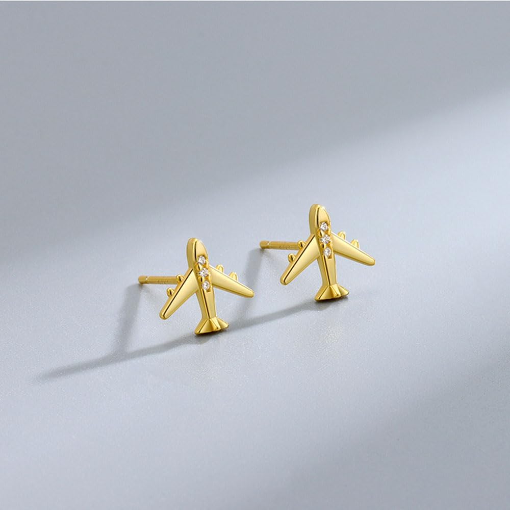 Rnivida 925 Sterling Silver Small Airplane Stud Earring for Women - Image 3