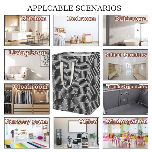 Image of Waterproof Laundry Hamper Collapsible Laundry Basket Leather Handle Laundry Bag Large Clothes Storage Toy Organization for Bathroom Bedroom Laundryroom College Dorms (Heilingxing-001)