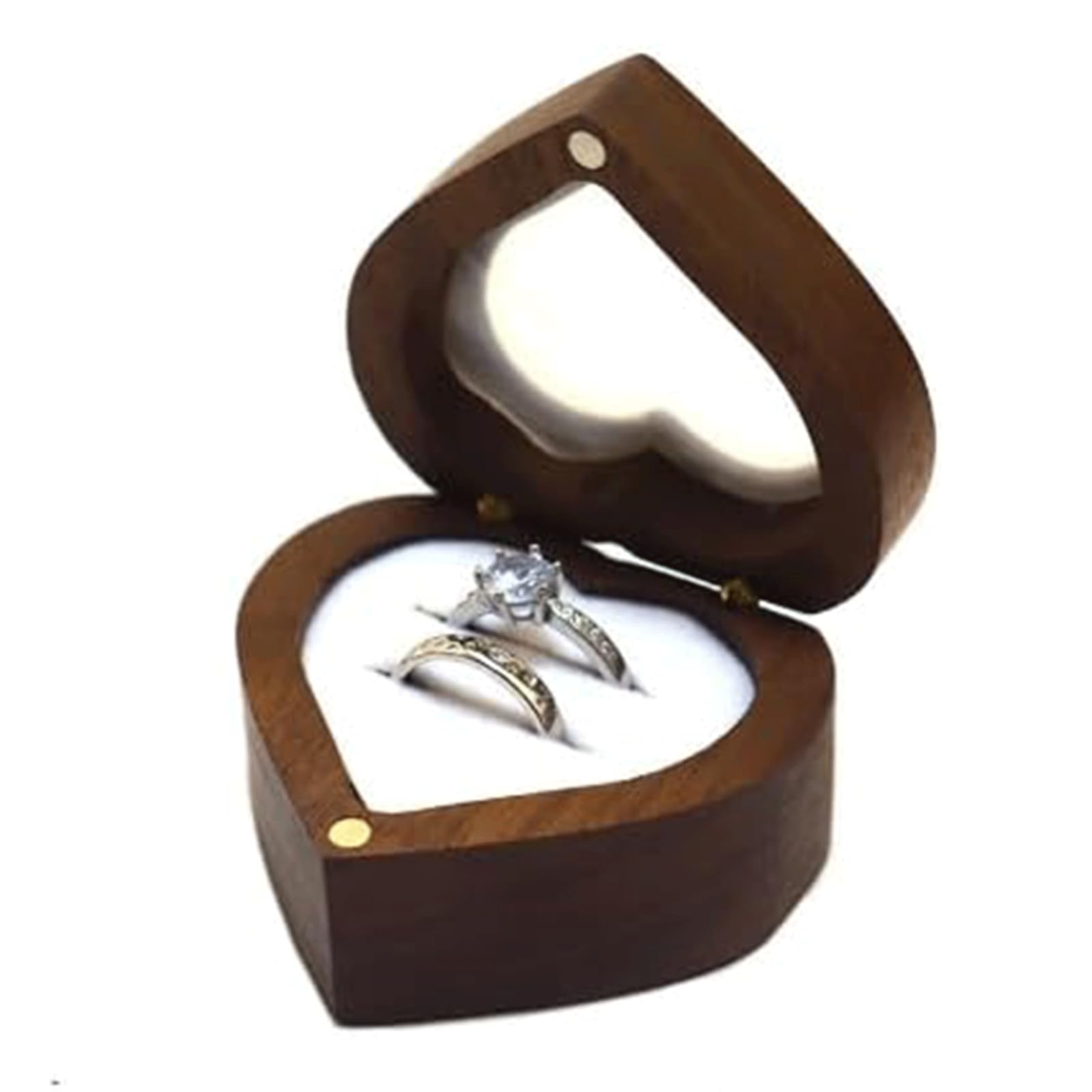 Scatola per Anelli in Noce con Doppia Fibbia Fidanzamento a Cuore Propone scatole per Anelli in Velluto Scatola per Gioielli Custodia per Anello con Finestra visibile
