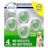 Febreze Bathroom Air Freshener, Odor-Fighting, Plug In Alternative, Air Fresheners for Home and Bathroom and Kitchen, Closet Air Fresheners, Heavy Duty Pet Scent, 4 Count