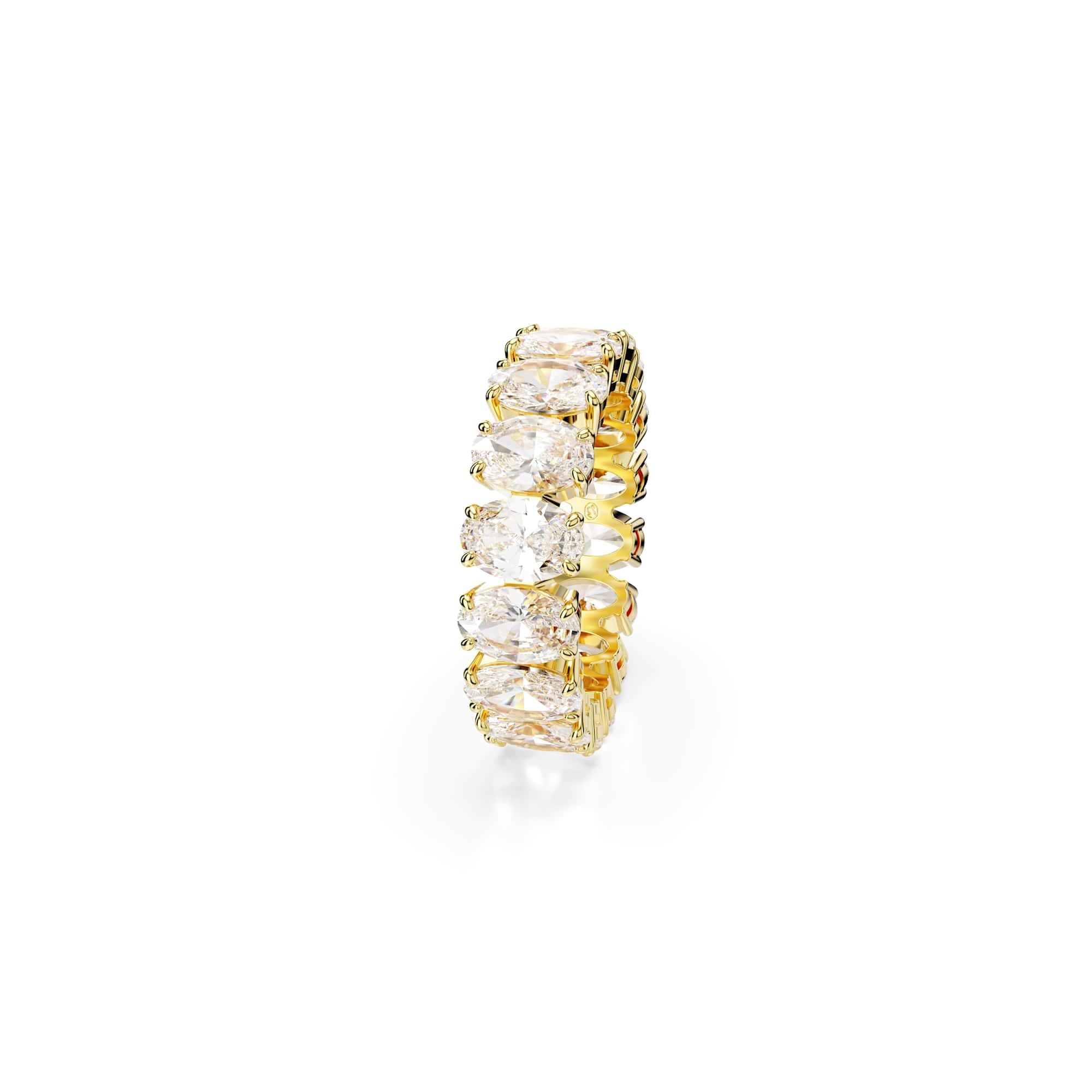 Swarovski Anillo Matrix, Talla ovalada, Blanco, Baño tono oro