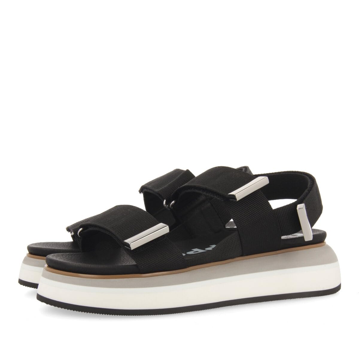 GIOSEPPO Women's Martland Wedge Sandal, Black/White, 4.5 UK