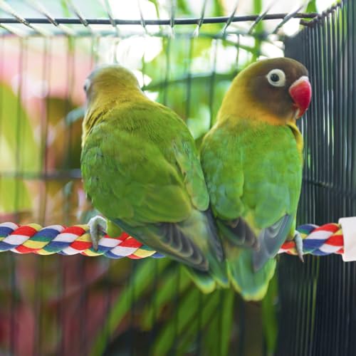 Image of iplusmile Bird Rope Perch 31.5 Inch Length Colorful Cotton Bendable Rope Perches for Parrots, Cockatiels, Parakeets, Budgie Cages Comfy Birds Colorful (Pack of 2)