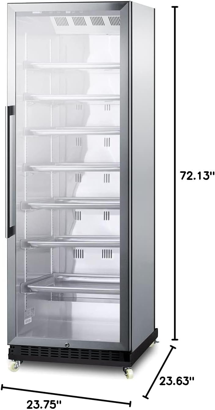 Summit Appliance SCR1401RICSS Full-Size Commercial Beverage Merchandiser with Self-closing Glass Door, Right Hand Door Swing, Sheet Pans and Adjustable Tray Supports, Stainless Steel Cabinet