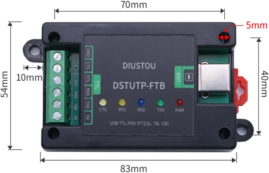 FT232 Chip USB to TTL Serial Module Bidirectional Conversion Power Isolation & Digital Isolation Transmit Data More Stable ABS DIN Case Easy Installation 3M Baud Rate Fast Speed