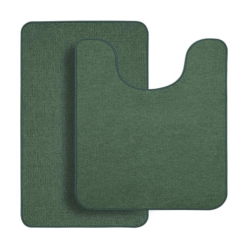 Image of Bosap Bath Mat Set 2 Pieces,Ultra Thin Bathroom Rugs,Rubber Toilet Rugs