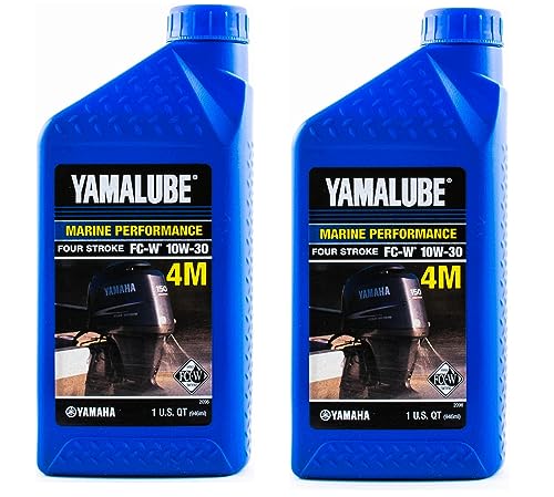 Yamaha Yamalube Marine 4M Mineral Based 4-Stroke Outboard Engine Oil- 2 Quarts, #LUB-10W30-FC-12