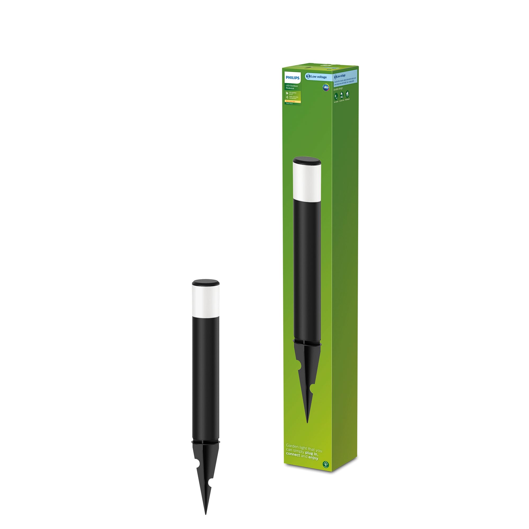 Philips Lighting Purex GardenLink Low-Voltage Outdoor Path Light, 1x1.5W, Black, 24V, IP67 Waterproof, Erweiterung