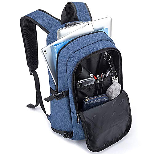 Tzowla Laptop Travel Backpack Mens Womens Water Resistant Anti-Theft Bag with USB Charging Port and Lock 17.3 Inch Computer Business Backpacks for School Work College Gift,Casual Daypack-Blue - Image 2