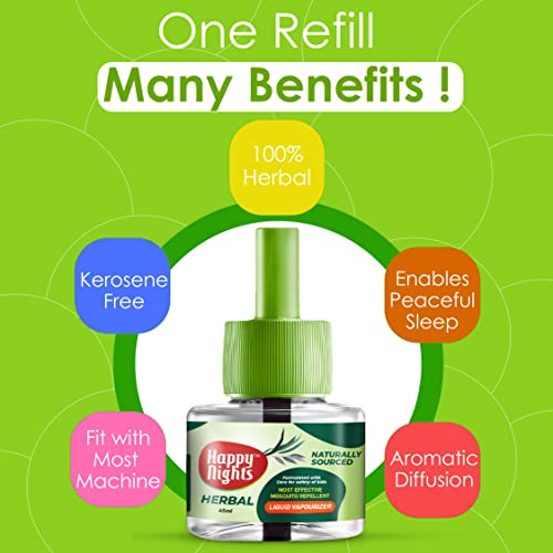 Image of Shadow Securitronics Happy Nights Herbal Mosquito Repellent Refill (DEET-Free, Safe for Children Above 6 Months) Effective Against Dengue & Malaria |lemon eucalyptus| Pack of 4 + Machine.