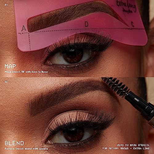 NYX Professional Makeup Brow Stencils for Thin Eyebrows Set of 4 Templates: Round, Straight, Arched and Extra Long, Zero to Brow - Image 4