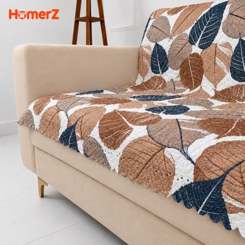 Image of Homerz Premium Printed Quilted Velvet Sofa Slip Cover Protector, Sofa Mat, Exact Size, Antislip Cover (Folia, 2 Seater, Full)
