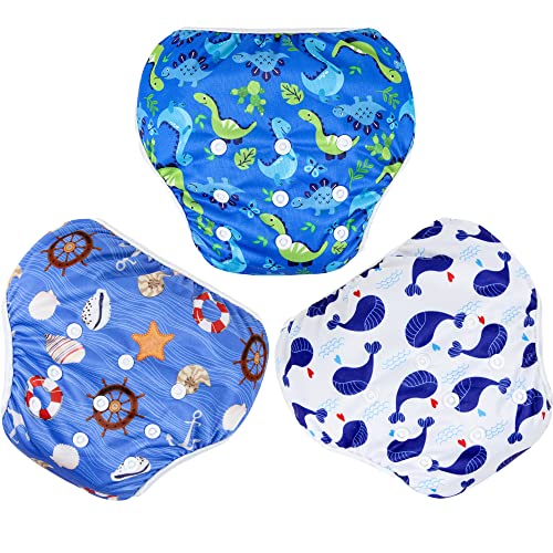 Image of Langsprit 3 Pack Swim Diaper for Baby & Toddle,Reuseable Washable Diaper Swim for Swimming Lesson & Baby Shower Gifts