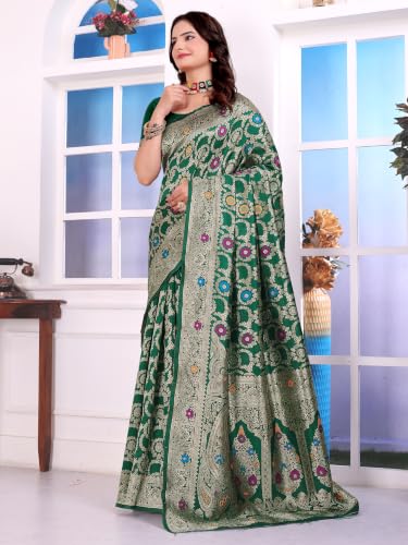 Image of Banarasi Jacquard Woven Saree for Women with unstitched Blouse Piece | Festive & Wedding Occasion Saree