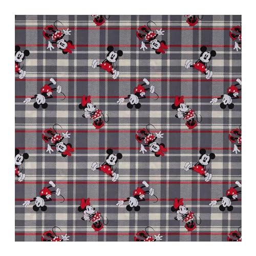 Hobby Lobby Mickey & Minnie Plaid Cotton Calico...